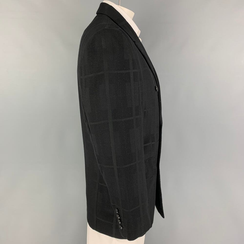 MONSIEUR NICOLE Size M Black Silver Window Pane Double Breasted Sport Coat - Picture 2 of 7